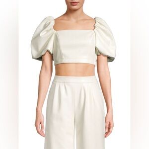 TOCCIN
Mira Faux Leather Puff Sleeve Top
